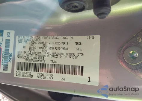 2017 Toyota Tundra Sr5 5.7L V8 из США, поврежденный, VIN 5TFUW5F10HX598252